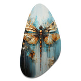 Gold Animal Turquoise Dragonfly Drips - Asymmetric Metal Wall Art