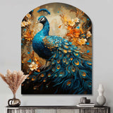 Teal Gold Emerald Peacock Drips - Asymmetric Metal Wall Art