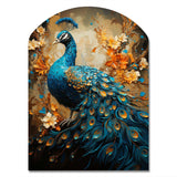 Teal Gold Emerald Peacock Drips - Asymmetric Metal Wall Art