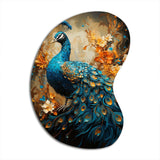 Teal Gold Emerald Peacock Drips - Asymmetric Metal Wall Art