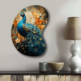 Teal Gold Emerald Peacock Drips - Asymmetric Metal Wall Art