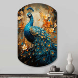 Teal Gold Emerald Peacock Drips - Asymmetric Metal Wall Art