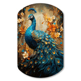 Teal Gold Emerald Peacock Drips - Asymmetric Metal Wall Art