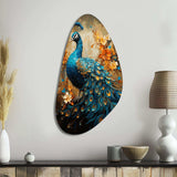 Teal Gold Emerald Peacock Drips - Asymmetric Metal Wall Art