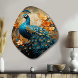 Teal Gold Emerald Peacock Drips - Asymmetric Metal Wall Art