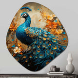 Teal Gold Emerald Peacock Drips - Asymmetric Metal Wall Art