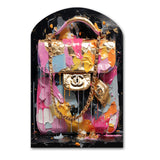 Fashion Bag Couture Pink Gold - Asymmetric Metal Wall Art