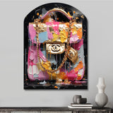 Fashion Bag Couture Pink Gold - Asymmetric Metal Wall Art