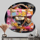 Fashion Bag Couture Pink Gold - Asymmetric Metal Wall Art