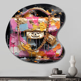 Fashion Bag Couture Pink Gold - Asymmetric Metal Wall Art