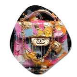 Fashion Bag Couture Pink Gold - Asymmetric Metal Wall Art