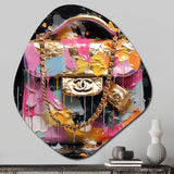 Fashion Bag Couture Pink Gold - Asymmetric Metal Wall Art