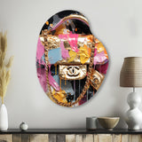 Fashion Bag Couture Pink Gold - Asymmetric Metal Wall Art