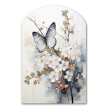 Asian Art White And Grey Butterfly - Asymmetric Metal Wall Art