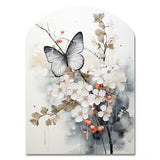 Asian Art White And Grey Butterfly - Asymmetric Metal Wall Art