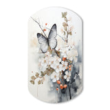 Asian Art White And Grey Butterfly - Asymmetric Metal Wall Art