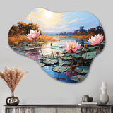 Asian Art Lotus Lake - Asymmetric Metal Wall Art