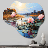 Asian Art Lotus Lake - Asymmetric Metal Wall Art