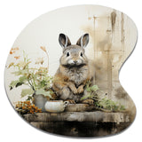 Asian Art Rabbit Sumi I - Asymmetric Metal Wall Art