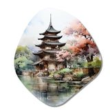 Asian Art Serene Pagoda II - Asymmetric Metal Wall Art