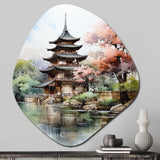 Asian Art Serene Pagoda II - Asymmetric Metal Wall Art