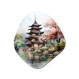 Asian Art Serene Pagoda II - Asymmetric Metal Wall Art