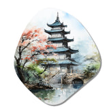 Asian Art Serene Pagoda III - Asymmetric Metal Wall Art