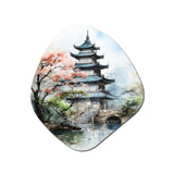 Asian Art Serene Pagoda III - Asymmetric Metal Wall Art