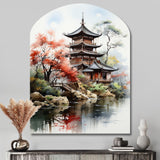 Asian Art Serene Pagoda IV - Asymmetric Metal Wall Art