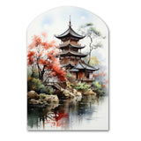 Asian Art Serene Pagoda IV - Asymmetric Metal Wall Art