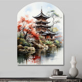 Asian Art Serene Pagoda IV - Asymmetric Metal Wall Art