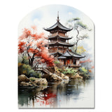 Asian Art Serene Pagoda IV - Asymmetric Metal Wall Art