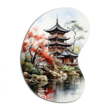 Asian Art Serene Pagoda IV - Asymmetric Metal Wall Art