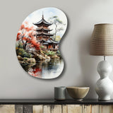 Asian Art Serene Pagoda IV - Asymmetric Metal Wall Art