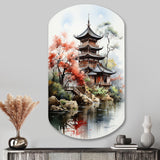 Asian Art Serene Pagoda IV - Asymmetric Metal Wall Art