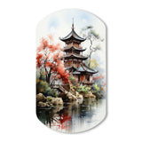 Asian Art Serene Pagoda IV - Asymmetric Metal Wall Art