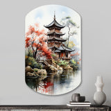 Asian Art Serene Pagoda IV - Asymmetric Metal Wall Art