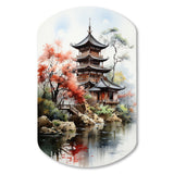 Asian Art Serene Pagoda IV - Asymmetric Metal Wall Art