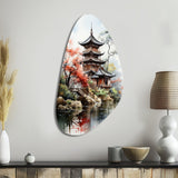 Asian Art Serene Pagoda IV - Asymmetric Metal Wall Art