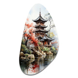 Asian Art Serene Pagoda IV - Asymmetric Metal Wall Art