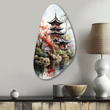 Asian Art Serene Pagoda IV - Asymmetric Metal Wall Art