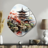 Asian Art Serene Pagoda IV - Asymmetric Metal Wall Art