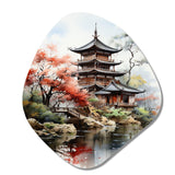 Asian Art Serene Pagoda IV - Asymmetric Metal Wall Art