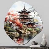 Asian Art Serene Pagoda IV - Asymmetric Metal Wall Art