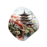 Asian Art Serene Pagoda IV - Asymmetric Metal Wall Art