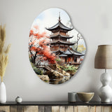 Asian Art Serene Pagoda IV - Asymmetric Metal Wall Art