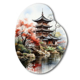 Asian Art Serene Pagoda IV - Asymmetric Metal Wall Art