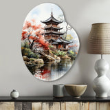 Asian Art Serene Pagoda IV - Asymmetric Metal Wall Art