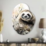 Asian Art Sloth Sumi - Asymmetric Metal Wall Art