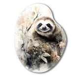 Asian Art Sloth Sumi - Asymmetric Metal Wall Art